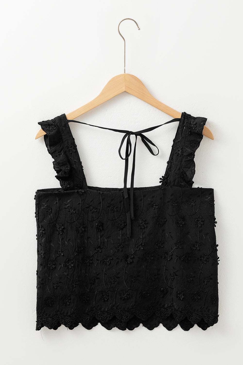 LIZAKOSHT  -  Embroidered Square Neck Wide Strap Tank