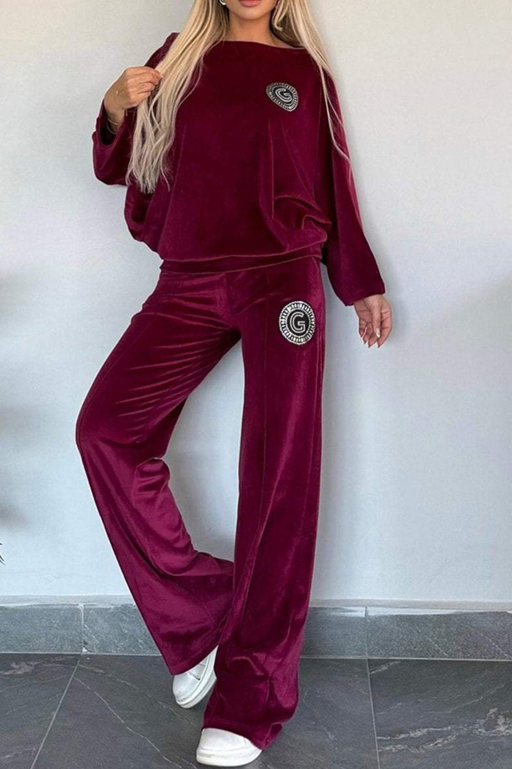 LIZAKOSHT  -  Full Size Boat Neck Long Sleeve Top and Pants Set