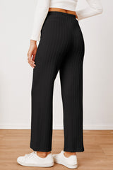 LIZAKOSHT  -  Textured Elastic Waist Straight Pants