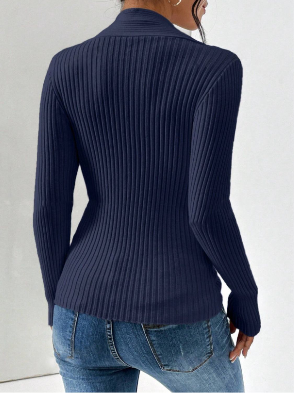 LIZAKOSHT  -  Twist Front Ribbed Long Sleeve Sweater