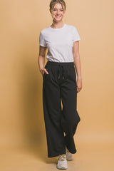 LIZAKOSHT  -  Love Tree Drawstring Wide Leg Sweatpants with Pockets