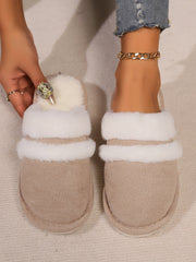 LIZAKOSHT  -  Contrast Faux Fur Round Toe Slippers