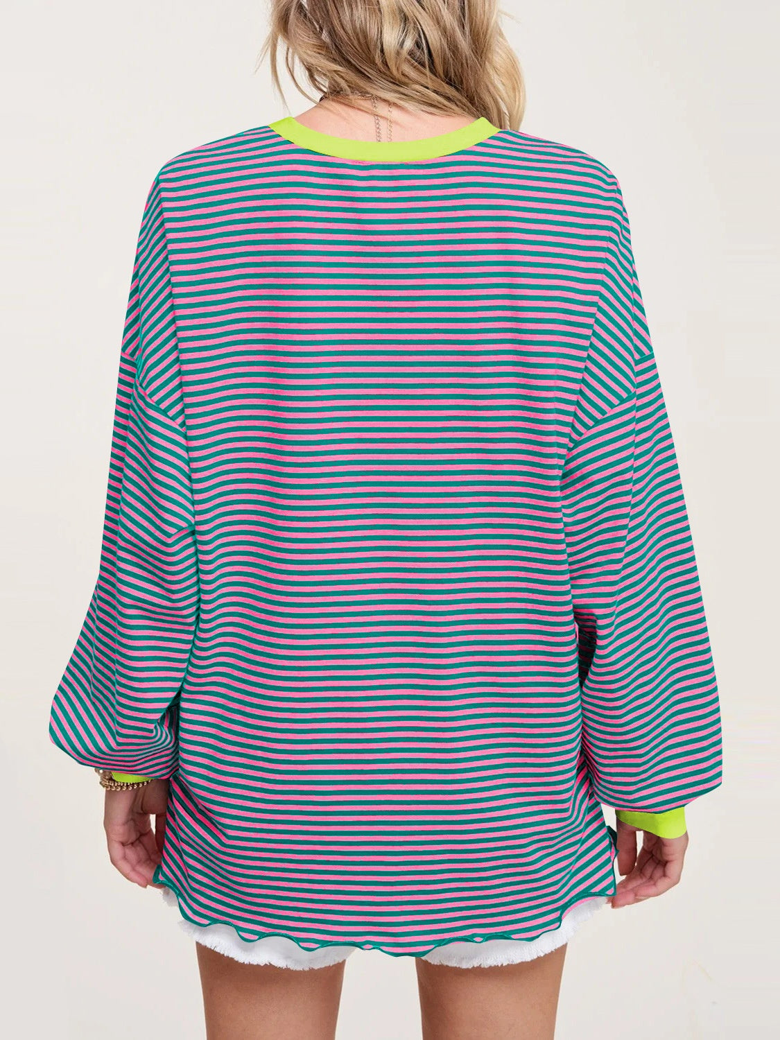 LIZAKOSHT  -  Contrast Striped Long Sleeve Sweatshirt