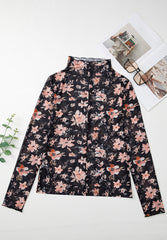 LIZAKOSHT  -  Floral Mock Neck Long Sleeve Blouse