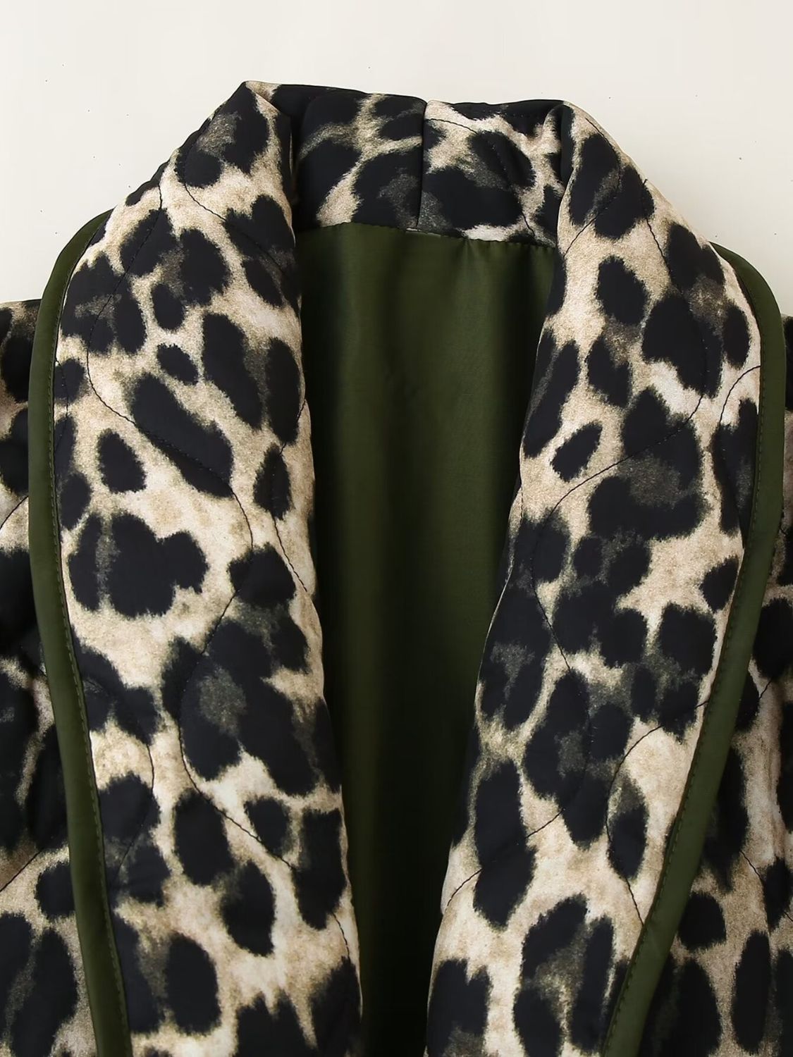 LIZAKOSHT  -  Leopard Open Front Long Sleeve Outerwear