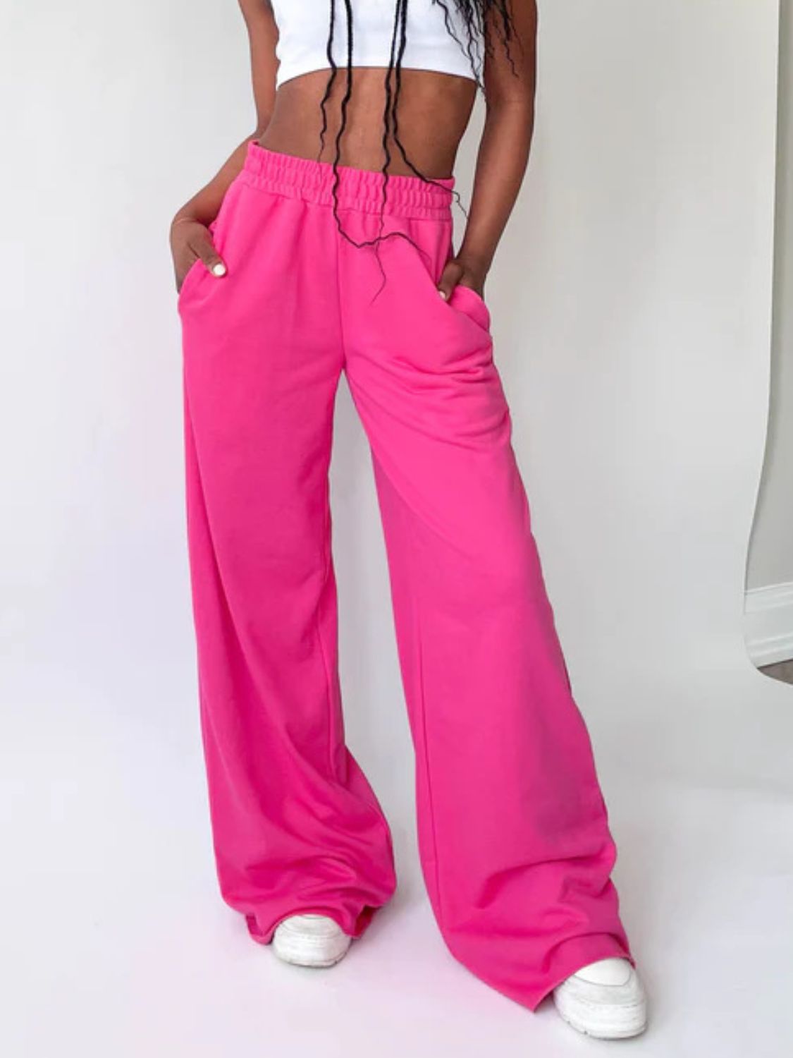 LIZAKOSHT  -  Elastic Waist Wide Leg Pants