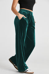 LIZAKOSHT  -  Drawstring Wide Leg Active Pants