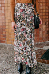 LIZAKOSHT  -  Floral Elastic Waist Maxi Skirt