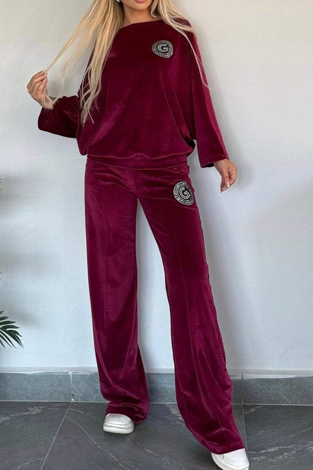 LIZAKOSHT  -  Full Size Boat Neck Long Sleeve Top and Pants Set