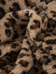 LIZAKOSHT  -  Fuzzy Leopard Long Sleeve Hooded Jacket