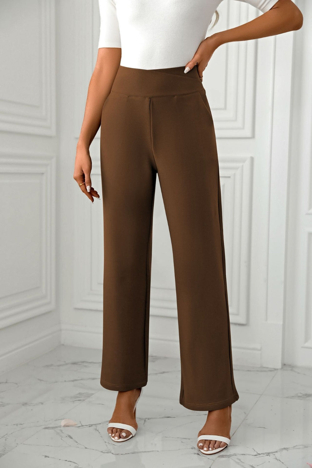 LIZAKOSHT  -  High Waist Straight Leg Pants