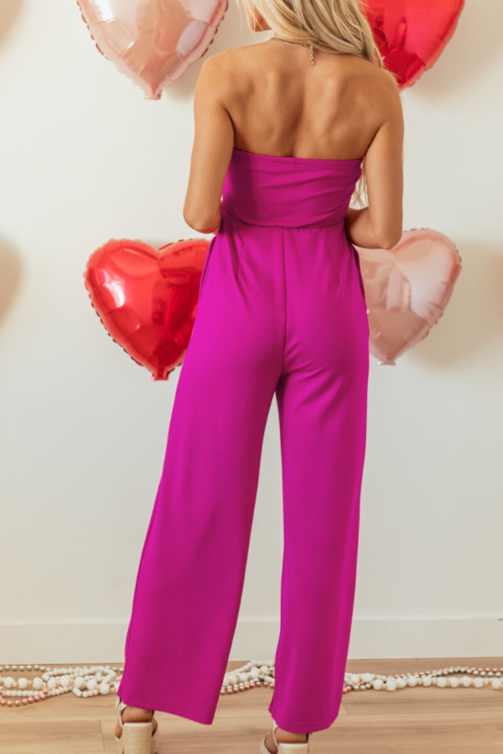 LIZAKOSHT  -  Tied Tube Wide Leg Jumpsuit