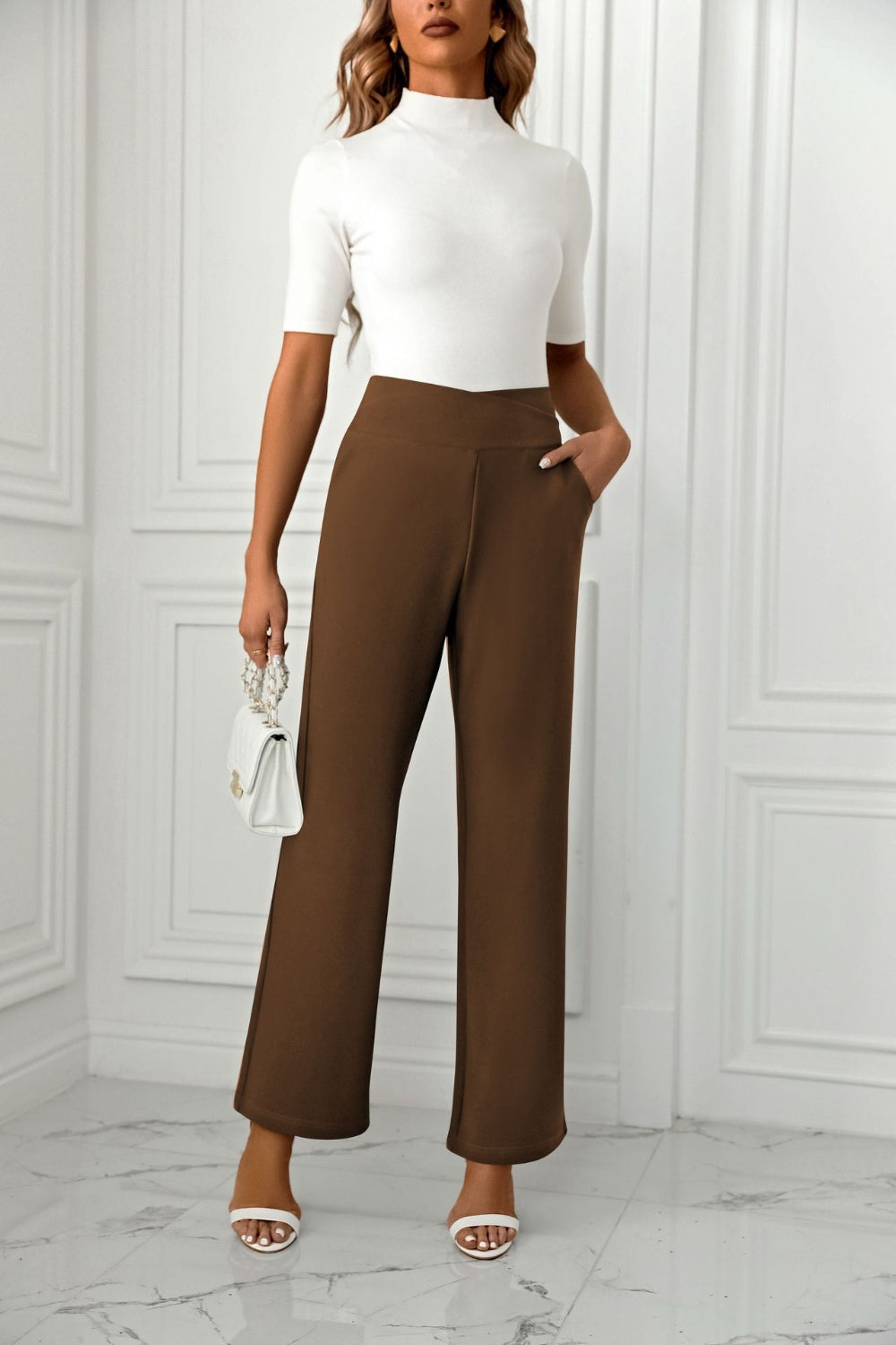 LIZAKOSHT  -  High Waist Straight Leg Pants