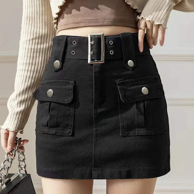 Lizakosht Summer Women Denim Skirt High-waist Short Slim A-line Jean Mini Skirts Lady Lining Wide-leg Shorts Casual Hot Girls