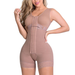 High Compression Full Body Shapewear With Hook And Eye Front Closure Shaper Adjustable Bra Slimming Bodysuit Fajas Colombianas