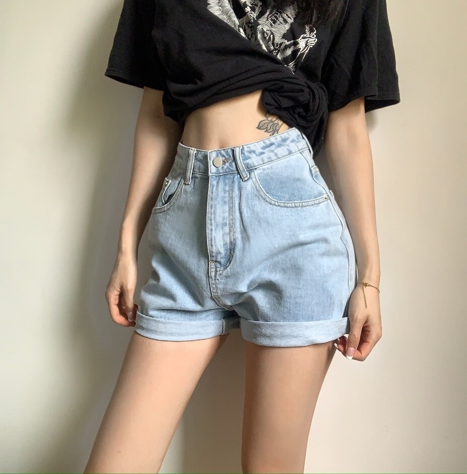 Belt High Waist Denim Shorts Looks Thin Fashion Summer Hot Sexy Korean Women Summer Boho Casual Shorts Green 9CTX