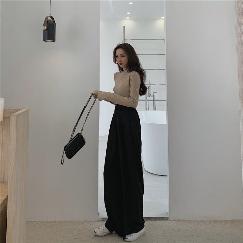 Lizakosht  Wonder Spring Autumn Female Wide Leg Pant Women Long Pants Ladies High Quality Vintage Casual Straight Trousers