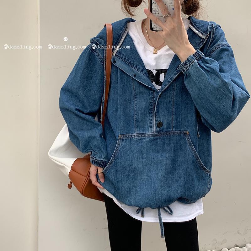 Autumn Spring Women Denim Cropped Jacket Female Pockets Jean Jackets Ladies 2022 New Fashion Button Casual Solid Coats