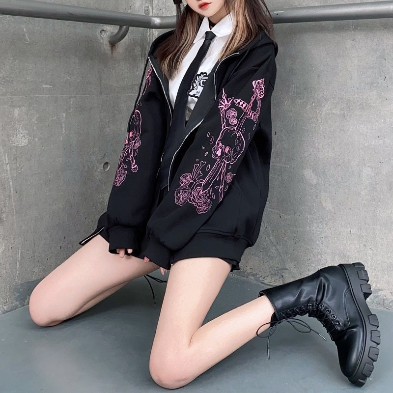 New arrival Hot Sale Autumn Winter Women Japanese Harajuku Preppy Style embroidered loose Baseball Long Sleeve Fashion Coat