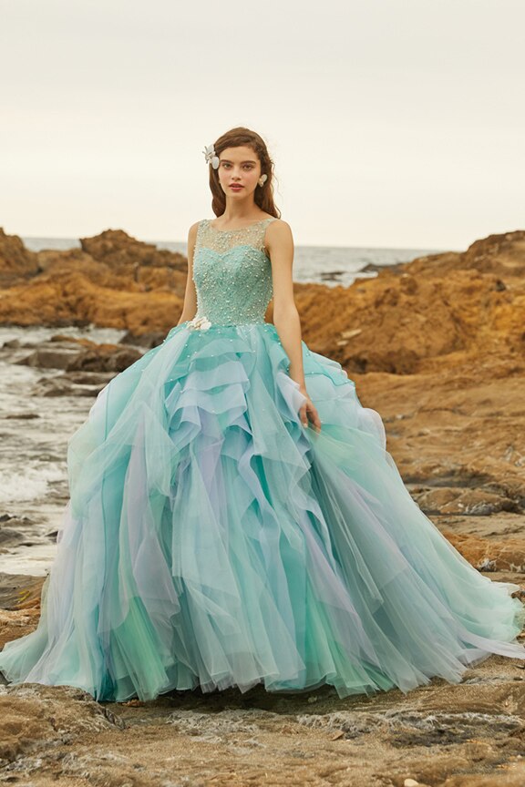 O-neck Prom Dress Layered Lush Organza Ball Gown Evening Dress Sequins Applique Princess Dresses Custom Made Wedding Dress Women