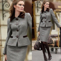 Winter Warm High Quality Women Dress Suits Tweed Mother of the Bride Tuxedos Work Coat Blazer Office Lady 2 Pieces