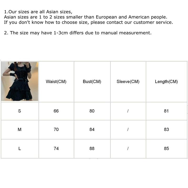 Lizakosht Women's Gothic Lolita Dress Goth Punk Gothic Harajuku Mall Goth Style Bandage Black Dress Emo Clothes Dress Spring