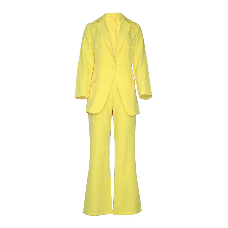 Two-Pieces Women Blazer Suit Sexy Elegant Woman Jacket And Trousers  Female Blazer Pink Yellow Chic Women Outfit Office Ladies