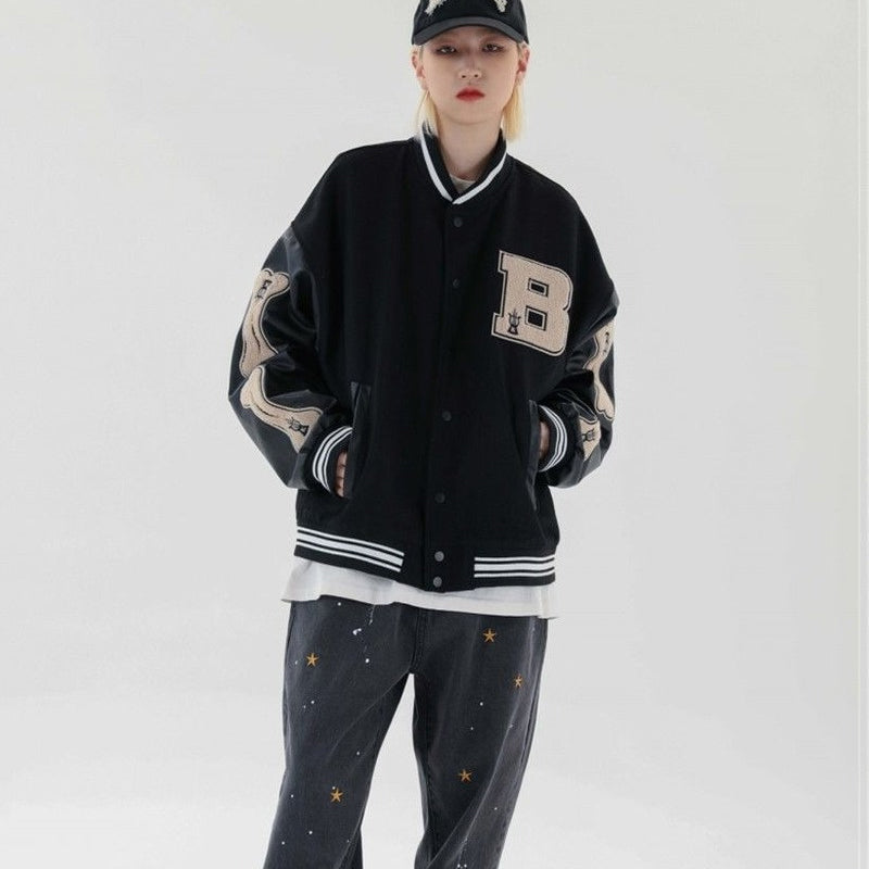 Harajuku Bomber Jackets Women Coat Men's Couple Baseball Jacket 2021 Autumn Unisex Boyfriend Style Varsity Hiphop Streetwear