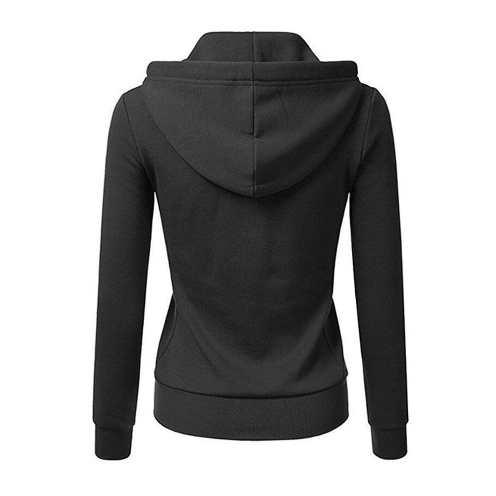 Casual Hoodies Women Autumn Winter Outdoor Sport Solid Color Long Sleeve Hoodies Pockets Zipper Sports Coat Top-s Hoodie Women