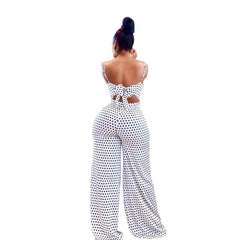 Donsignet Fashion Women's Jumpsuits Dot Printed Breast Wrap Suspenders Bow Jump Suits for Women Summer Casual Jumpersuit Women