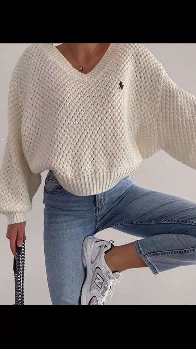 New Style Women Sweaters Pullovers Short Patchwork Jumpers Retro women Sexy Loose Soft All-match Knitted Streetwear Sweet Fit