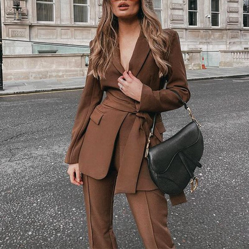 Women's Solid Color Suit Jacket Suit Autumn 2022 New Fashion Style Loose Two Piece Women's Slim Casual Blazer Suit Suit