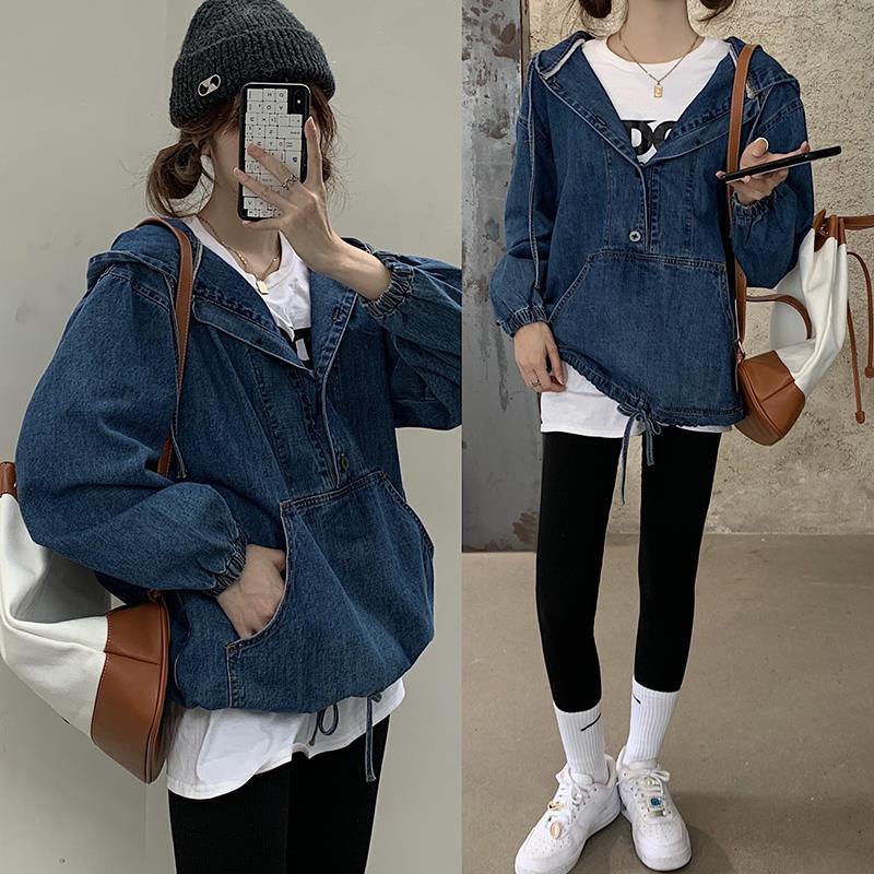 Autumn Spring Women Denim Cropped Jacket Female Pockets Jean Jackets Ladies 2022 New Fashion Button Casual Solid Coats