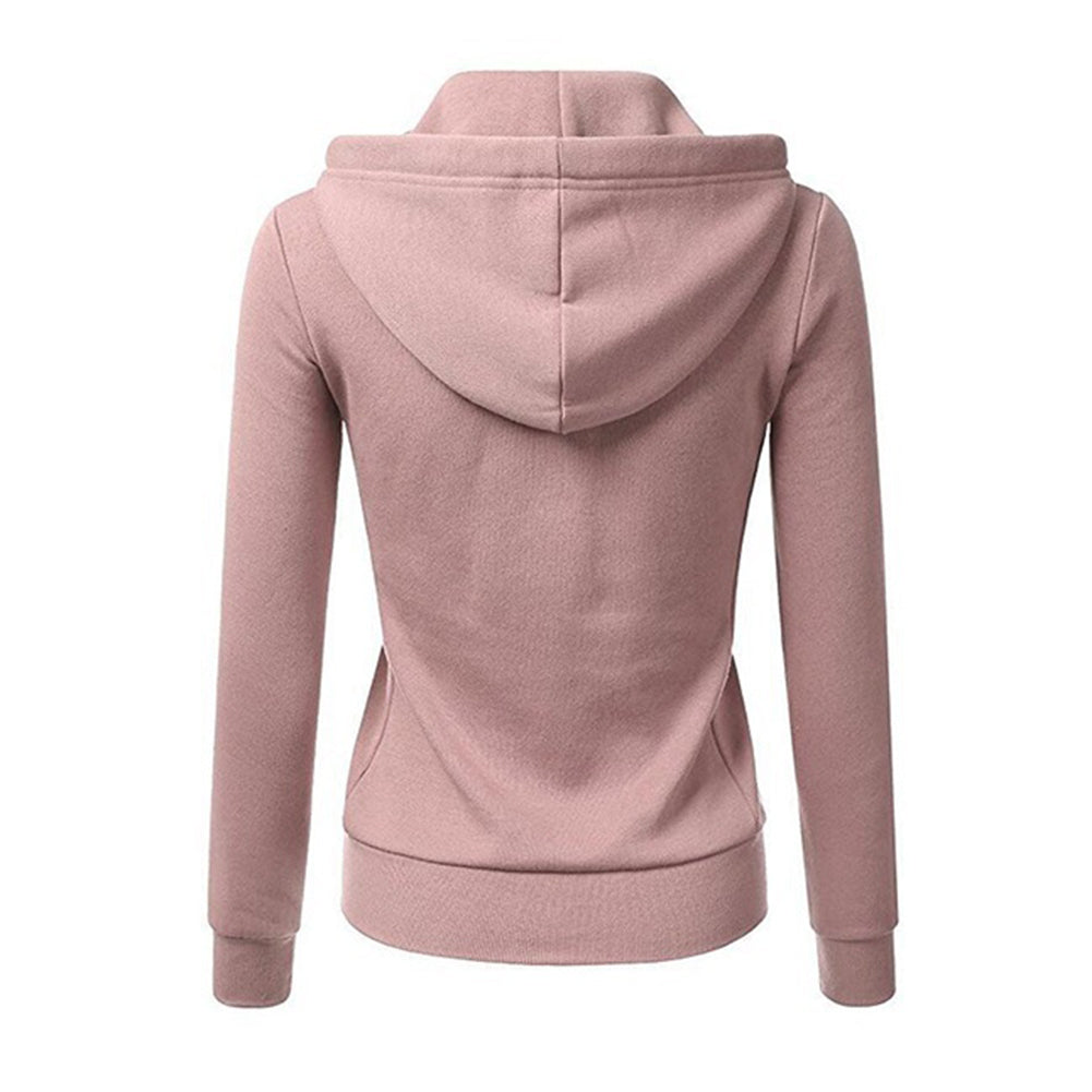 Casual Hoodies Women Autumn Winter Outdoor Sport Solid Color Long Sleeve Hoodies Pockets Zipper Sports Coat Top-s Hoodie Women