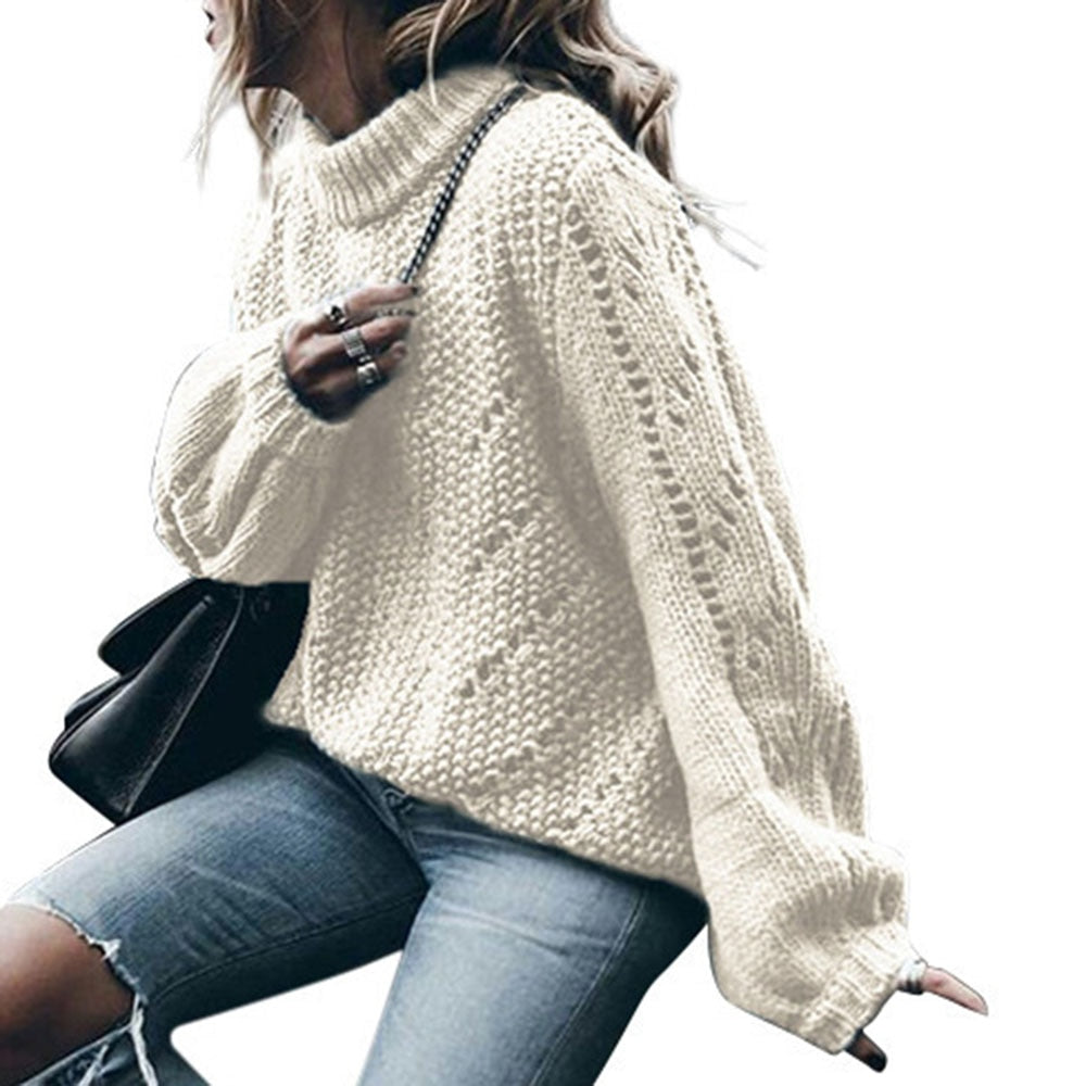 Women Sweater 2021 Autumn Winter New Fashion Commuter Korean Style Long Sleeve Loose Warm Sweaters Hollow Top O Neck Solid Color