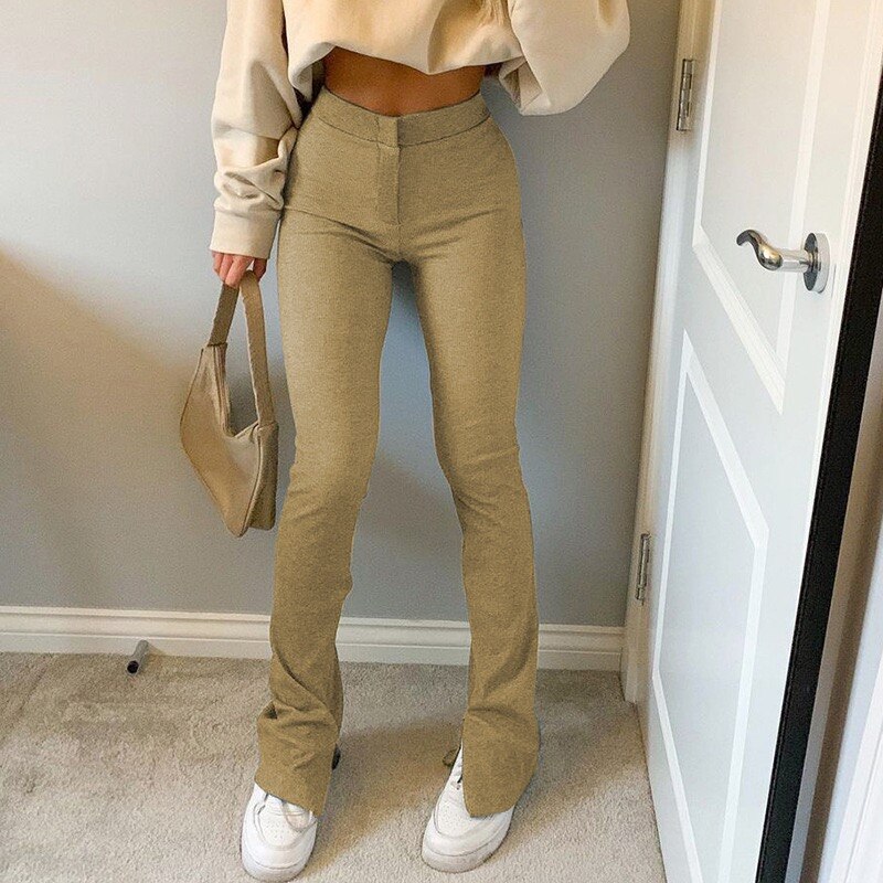 High Waist Solid Zip Up Botton Wide Leg Pants Spring jeans Women Fashion  Streetwear Casual Trousers Office Lady Sexy Slim