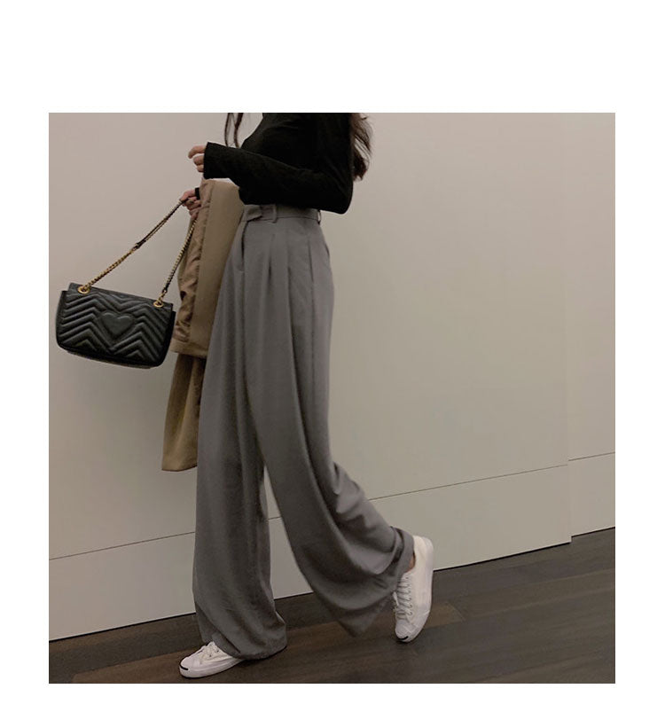 Lizakosht  Wonder Spring Autumn Female Wide Leg Pant Women Long Pants Ladies High Quality Vintage Casual Straight Trousers