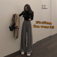 Lizakosht  Wonder Spring Autumn Female Wide Leg Pant Women Long Pants Ladies High Quality Vintage Casual Straight Trousers