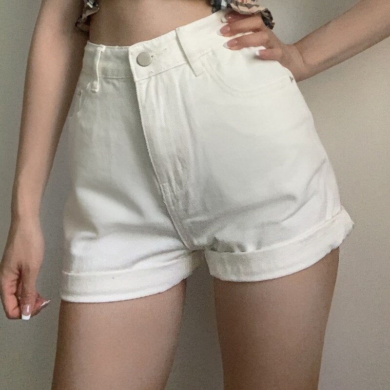 Belt High Waist Denim Shorts Looks Thin Fashion Summer Hot Sexy Korean Women Summer Boho Casual Shorts Green 9CTX