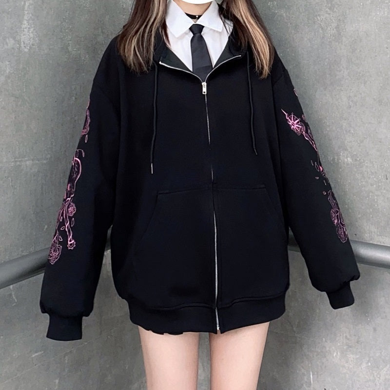 New arrival Hot Sale Autumn Winter Women Japanese Harajuku Preppy Style embroidered loose Baseball Long Sleeve Fashion Coat