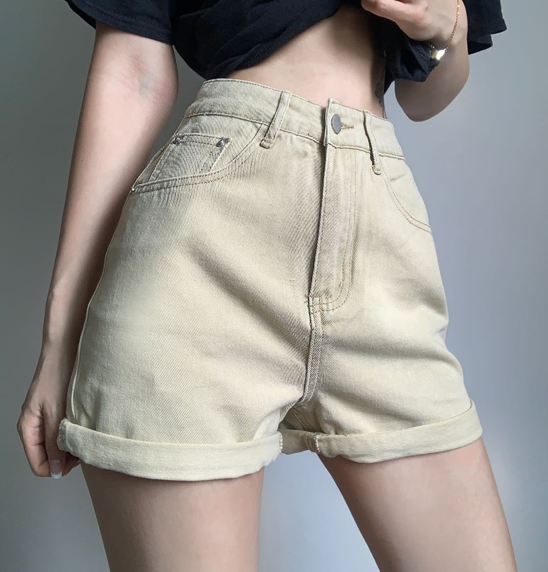 Belt High Waist Denim Shorts Looks Thin Fashion Summer Hot Sexy Korean Women Summer Boho Casual Shorts Green 9CTX