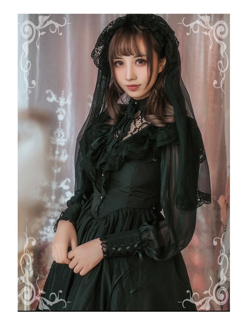 Adult Women Gothic Costume Lace Hollow Bridal Wedding Party Embroidery Dress Lolita Princess Sweet A Line Dress Veil For Ladies