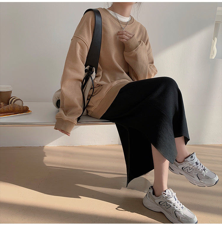 Spring Fleece Thick Sweatshirt Vintage Solid Warm O Neck Pullover Grey Brown Lady New All-match Hooded Autumn Women Coat