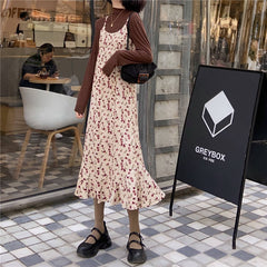 Bella philosophy 2022 women printed v-neck dress lady elegant Corduroy France dress female spaghetti strap spring vestidos