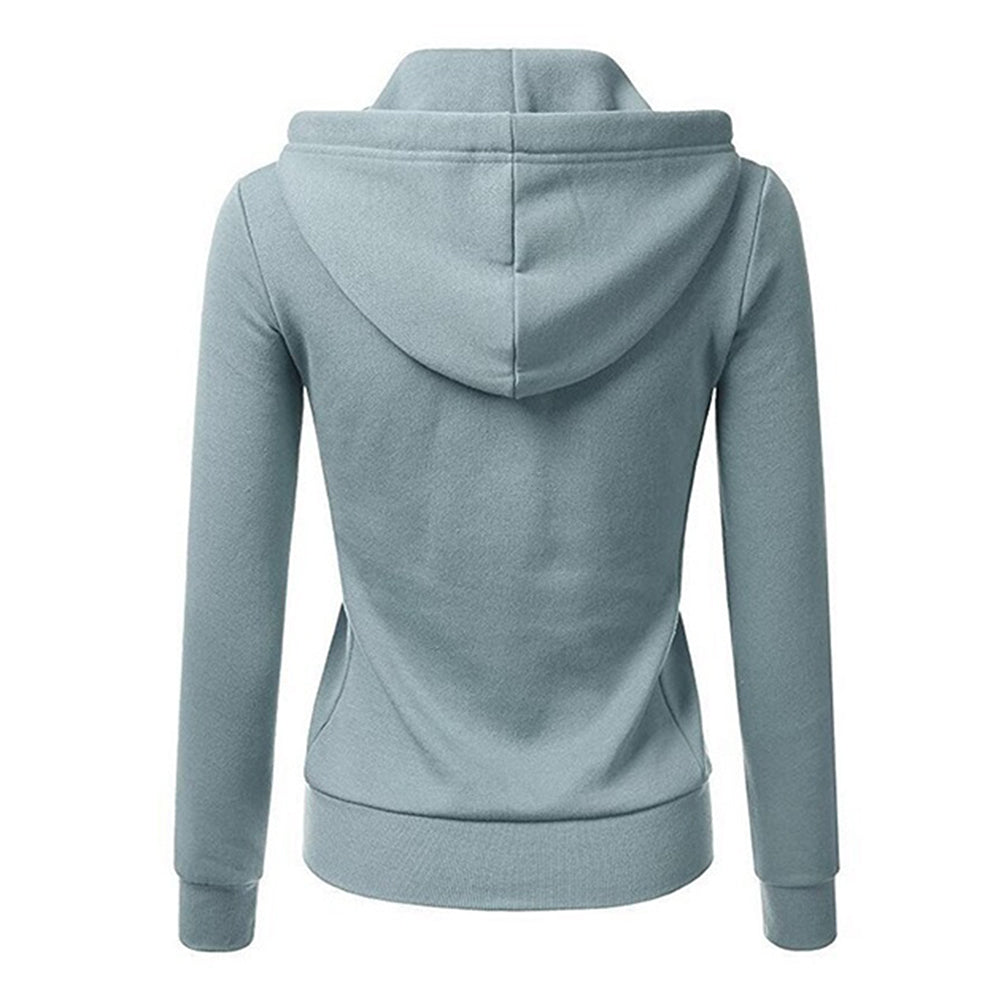 Casual Hoodies Women Autumn Winter Outdoor Sport Solid Color Long Sleeve Hoodies Pockets Zipper Sports Coat Top-s Hoodie Women