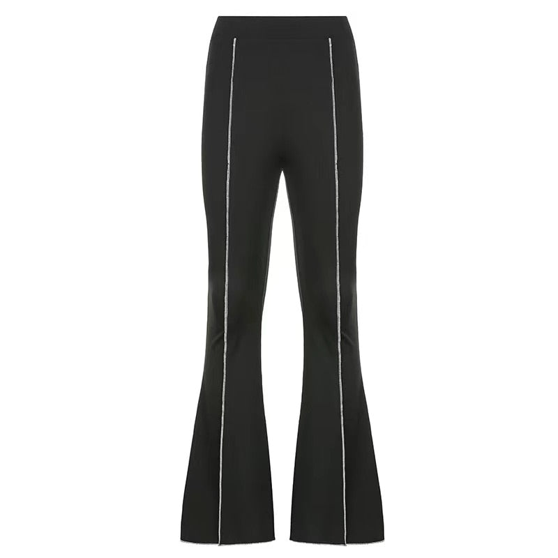 New Y2K Low Waist Flare Pants Women Drawstring Ruched uffed sexy Long Trousers Elastic Casual Streetwear Fashion Bandage Bottom