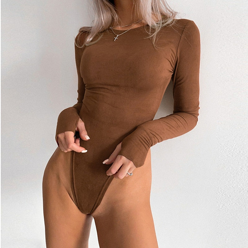 Lizakosht  Gitana Sexy V Neck Button Bodycon Bodysuit Women Solid Long Sleeve Overall Body Tops Rompers Casual Autumn Winter Slim Bodysuits