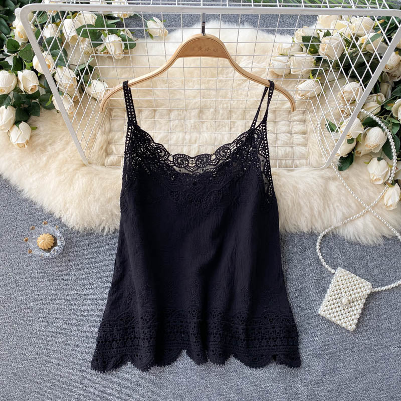 Summer New Style Retro Bohemian Embroidery Lace Square Collar Age Reduction All-match Camisole Female Sweet Blouse Women KK520