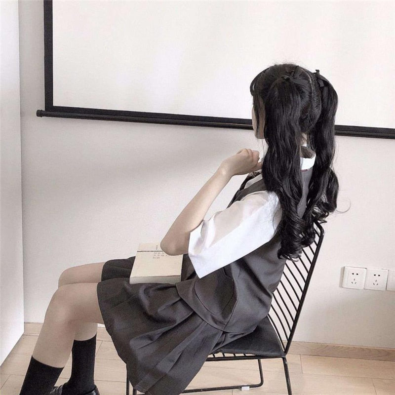 Lizakosht  Summer Suit Kawaii Women Student Japanese College Style White Shirt + Vest Vest + Pleated Skirt Three-Piece Trend Free Tie