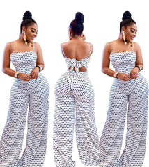 Donsignet Fashion Women's Jumpsuits Dot Printed Breast Wrap Suspenders Bow Jump Suits for Women Summer Casual Jumpersuit Women